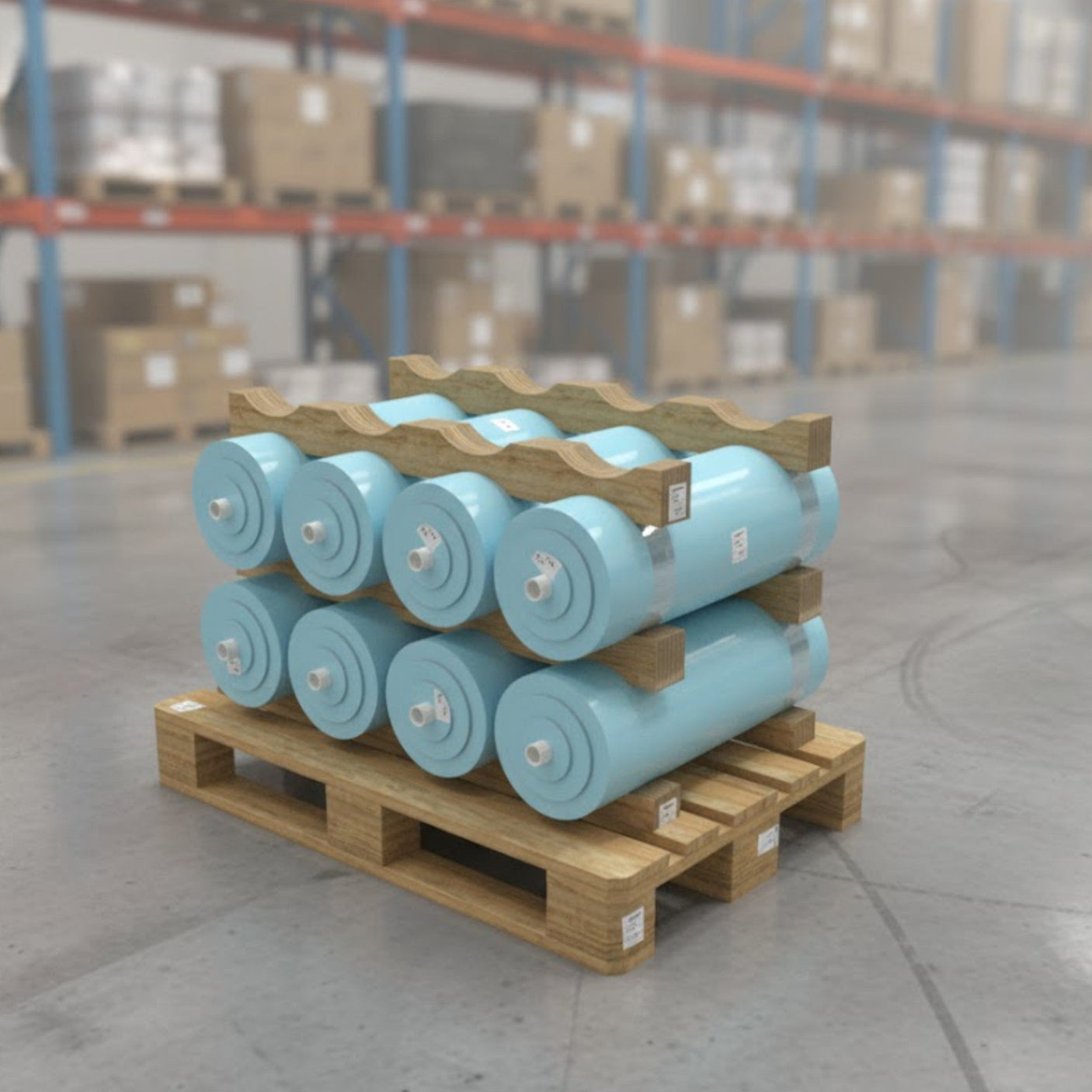 PC04-250B — Cardboard Base Cradle for 4 Rolls Ø 250-265 mm