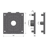 FL02-76 — Plastic Roll Flange 510×500 mm with 3" Plug