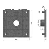 FL04-152 — Plastic Roll Flange 620×600 mm with 6" Plug
