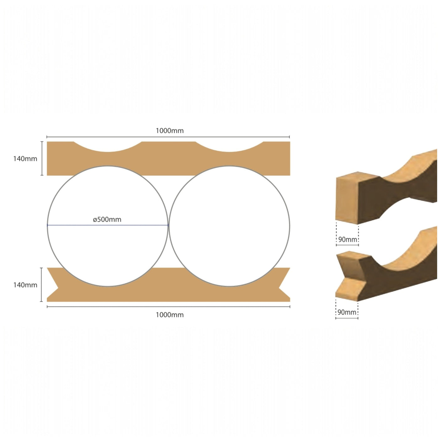 PC02-500I — Cardboard Interlayer for 2 Rolls Ø 480-500 mm