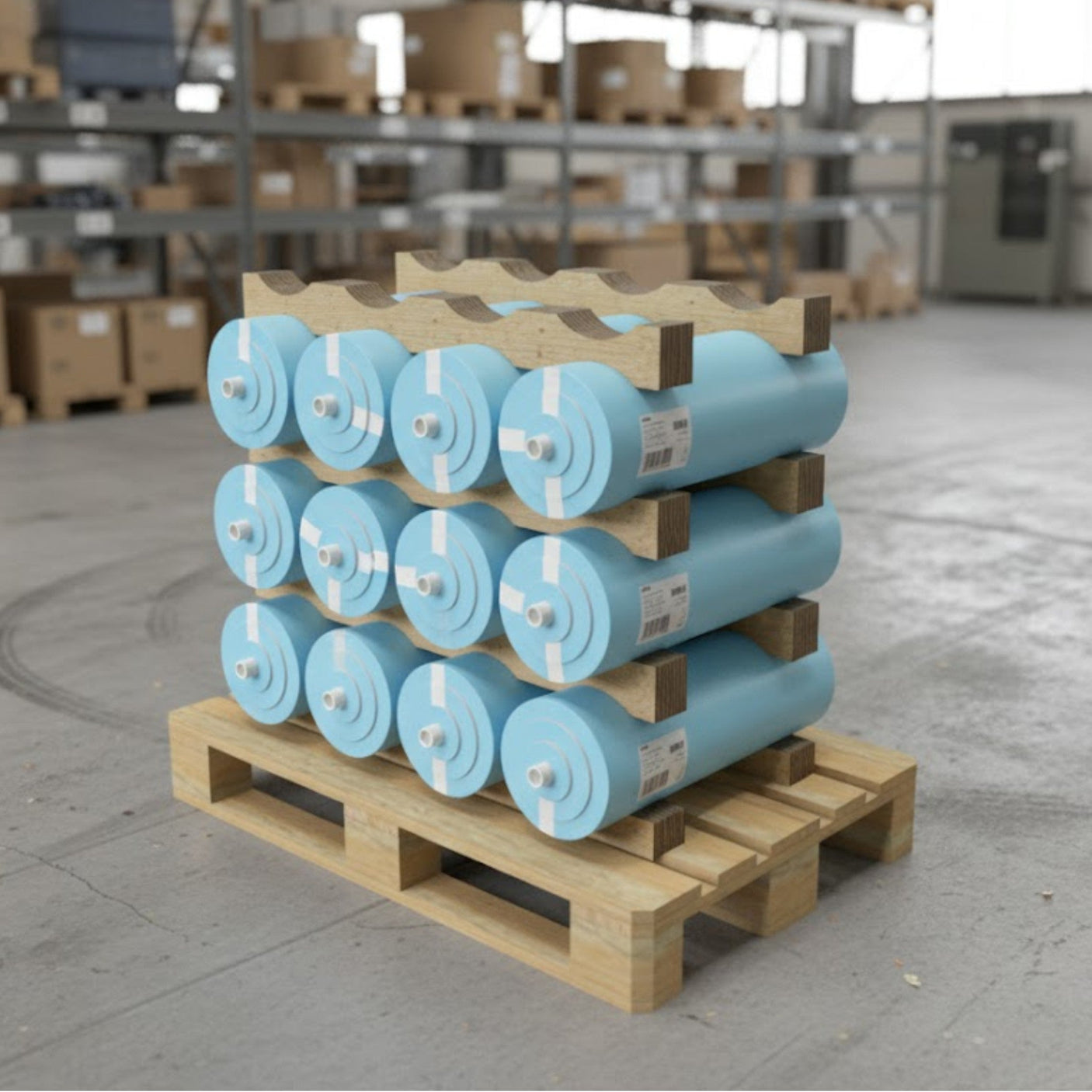 PC04-230B — Cardboard Base Cradle for 4 Rolls Ø 230-245 mm