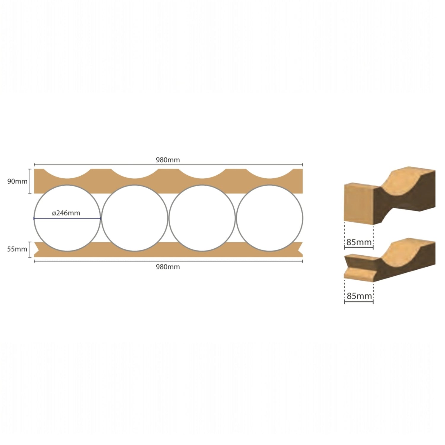 PC04-230I — Cardboard Interlayer for 4 Rolls Ø 230-245 mm