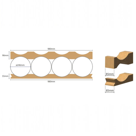PC04-230I — Cardboard Interlayer for 4 Rolls Ø 230-245 mm
