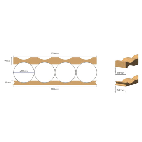 PC04-250I — Cardboard Interlayer for 4 Rolls Ø 250-265 mm