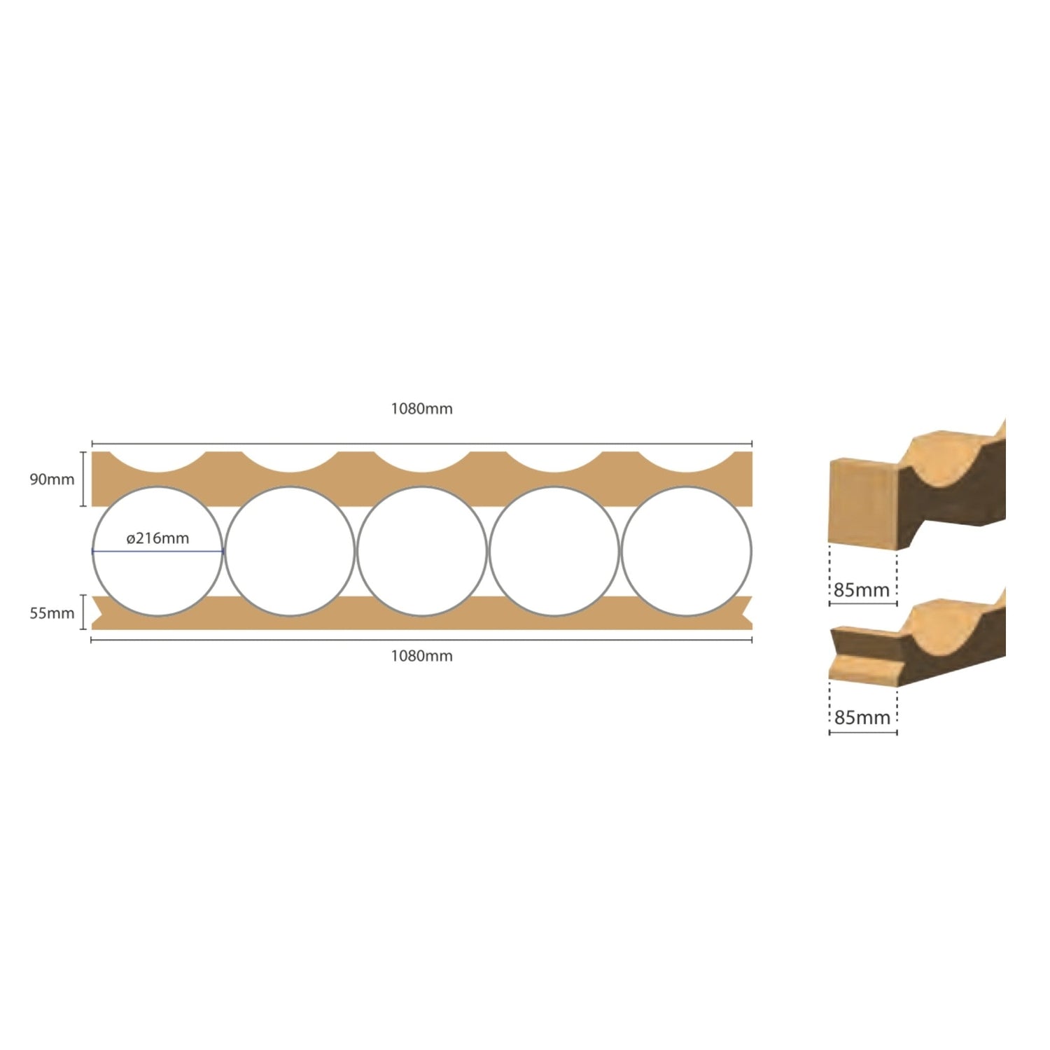 PC05-200I — Cardboard Interlayer for 5 Rolls Ø 200-215 mm