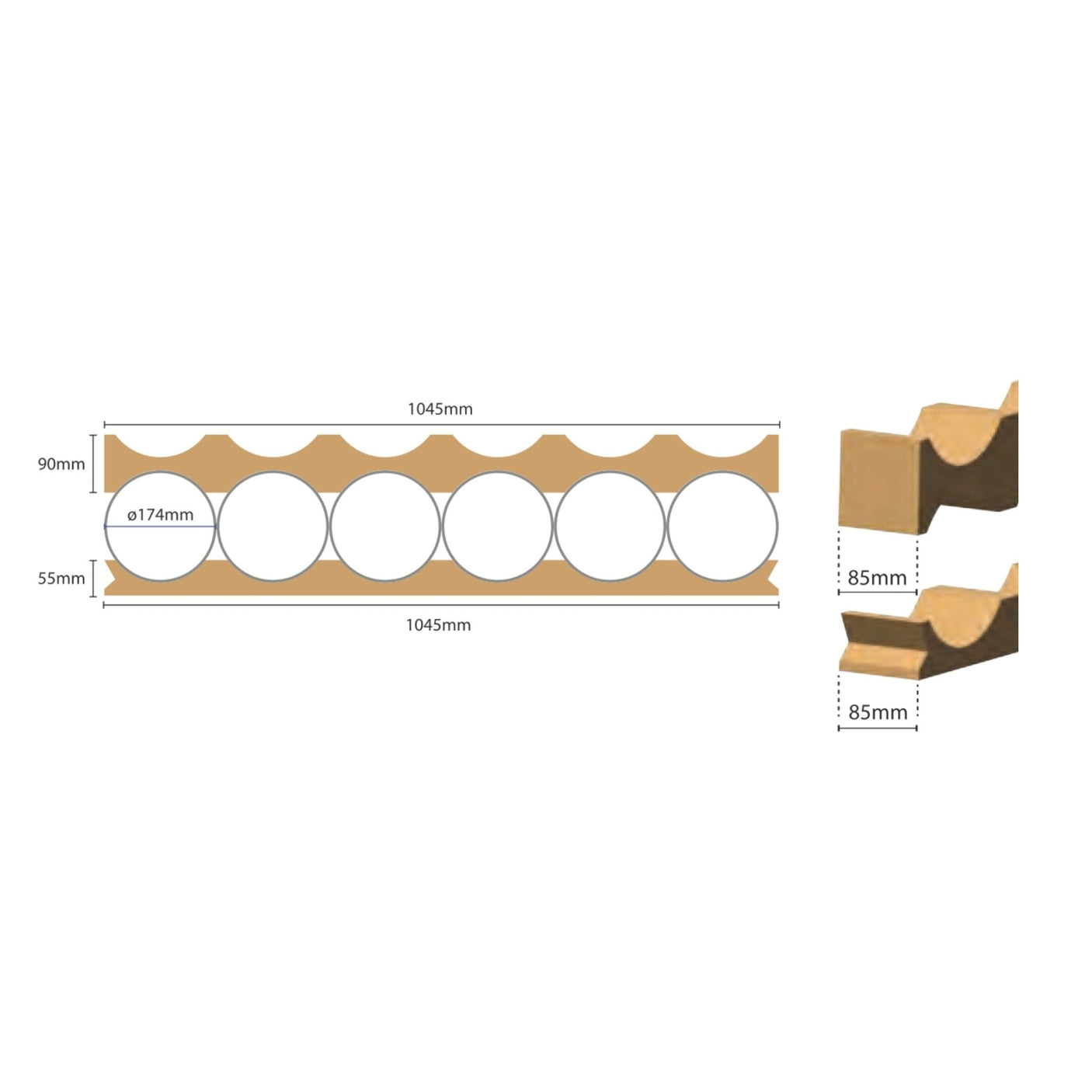 PC06-160I — Cardboard Interlayer for 6 Rolls Ø 160-175 mm